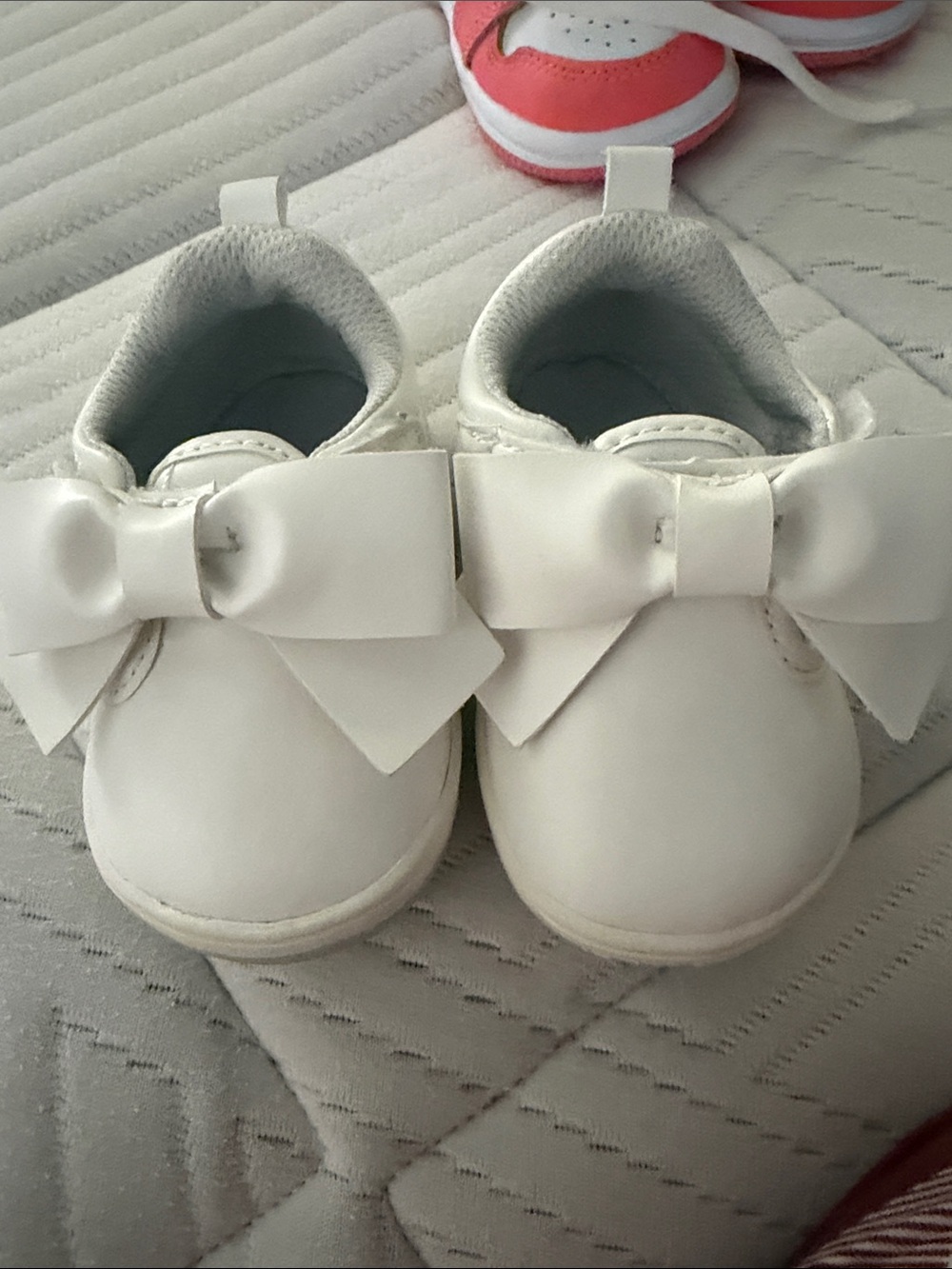 Stride Rite White Bow Baby Walker Shoes